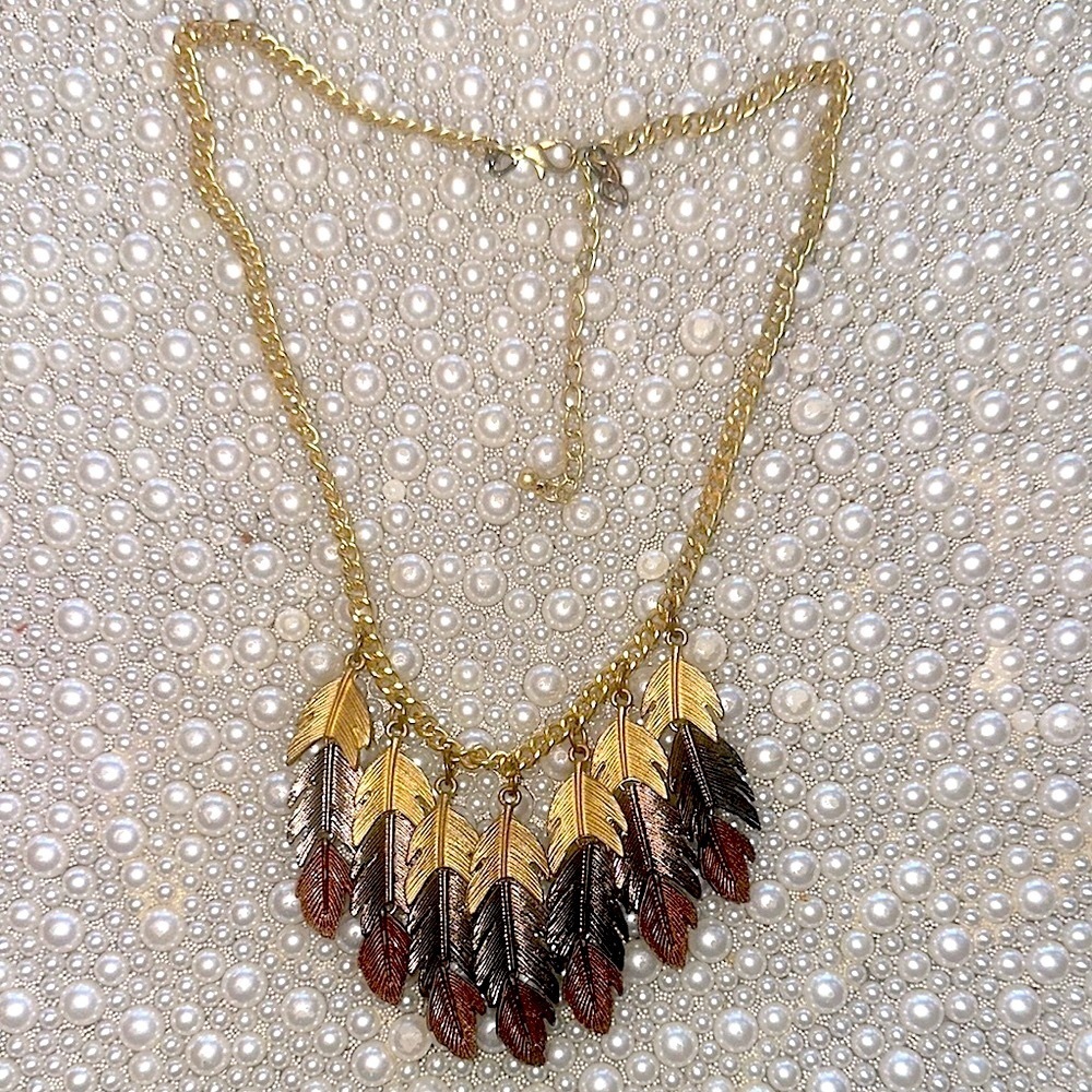 Metals Feather Necklace - Picture 1 of 3